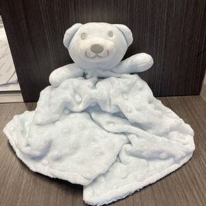 Crevent Blue Teddy Bear Minky Baby Security Blanket Textured Plush Lovey Comfort